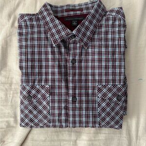 Banana Republic Men’s Red and Blue Plaid Button Up Long Sleeve Shirt Size XL